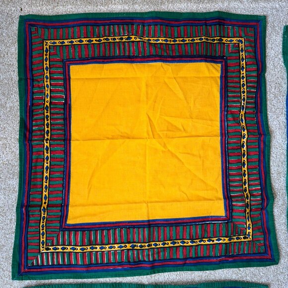 Vtg 90s Pottery Barn Primary Colors Set of 4 Placemats Cotton Red Green Yellow - Picture 1 of 5